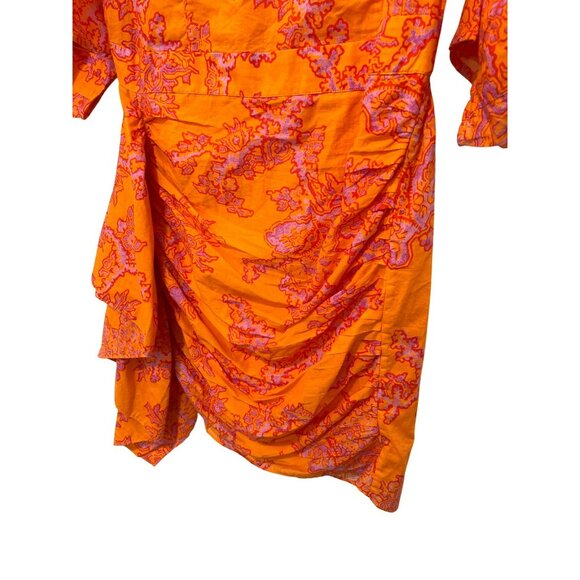 Rhode Pia Dress Coral Reef Puff Sleeves Size 10 New - Picture 6 of 9